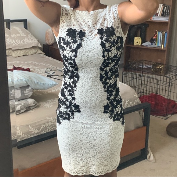 Zara Dresses & Skirts - Black & Ivory Lace Floral Dress